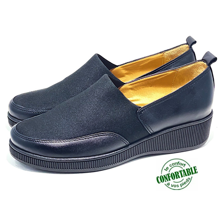 Chaussure Femme médical Compensée-ZERTYUI noir